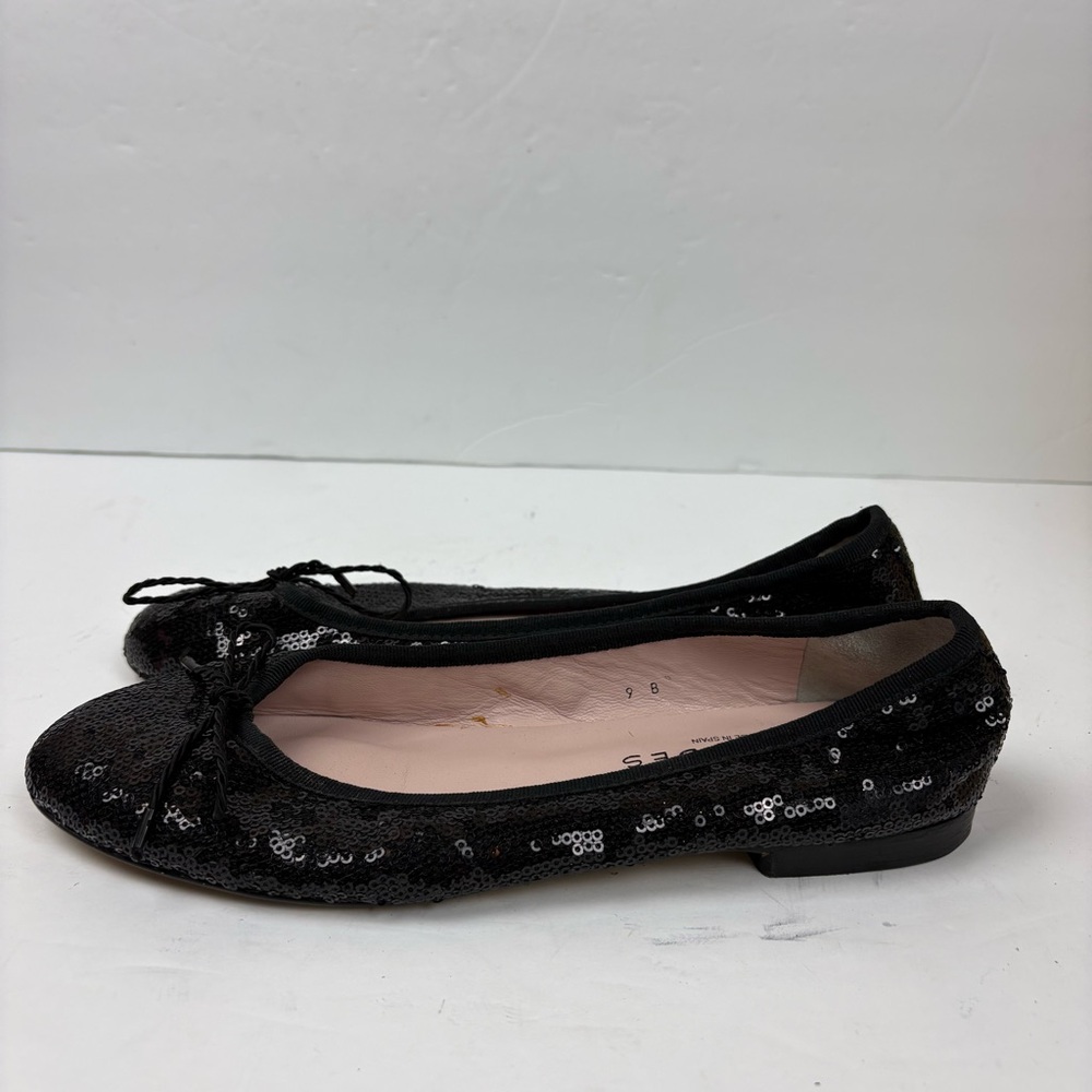 Paul Mayer Attitudes Bingo Black Sequin Baller Flats Shoes Women’s size 9 Spain
